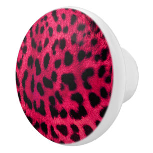 Leopard Print/Ceramic Knob/Hot Pink Ceramic Knob