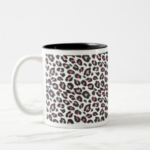 Leopard print, cheetah print, pink, girly Two-Tone coffee mug