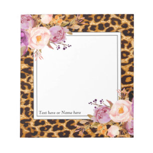 leopard print, cheetah, trendy, floral, sweet, notepad