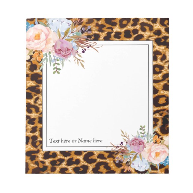 leopard print, cheetah, trendy, floral, sweet, notepad (Front)