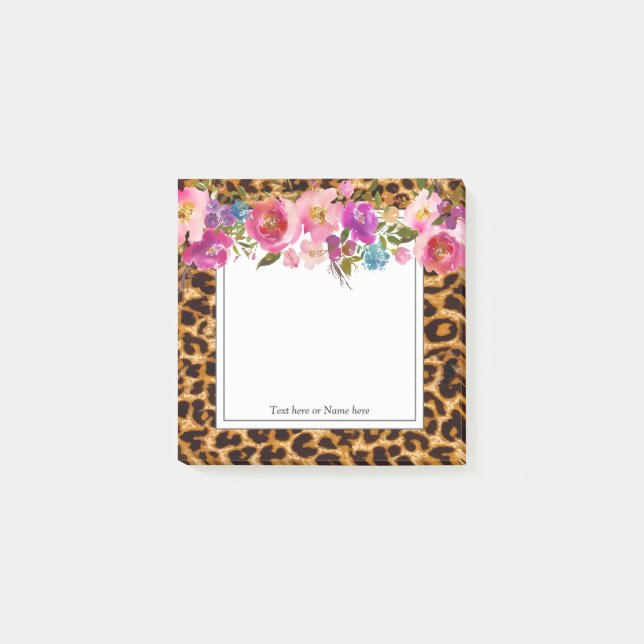 leopard print, cheetah, trendy, floral, sweet, post-it notes (Front)