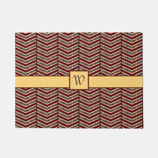 Leopard Print Chevron Doormat (Front)