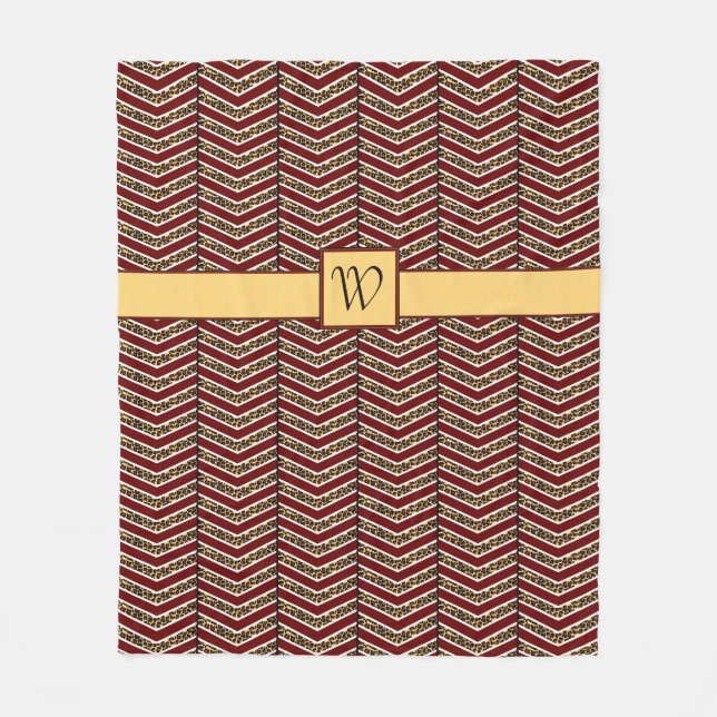 Leopard Print Chevron Fleece Blanket (Front)
