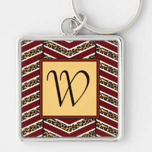 Leopard Print Chevron Keychain