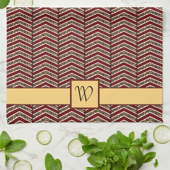 Leopard Print Chevron Kitchen Towel (Folded)