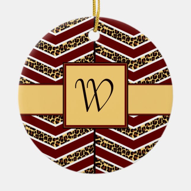 Leopard Print Chevron Ornament (Front)