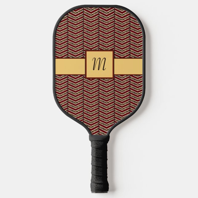 Leopard Print Chevron Pickleball Paddle (Front)