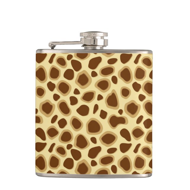 Leopard Print - Chocolate Brown and Camel Tan Hip Flask (Front)