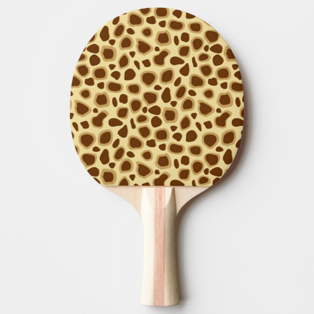 Leopard Print - Chocolate Brown and Camel Tan Ping Pong Paddle (Front)