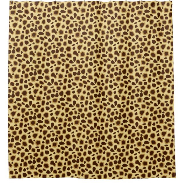 Leopard Print, Chocolate Brown and Camel Tan Shower Curtain (Front)