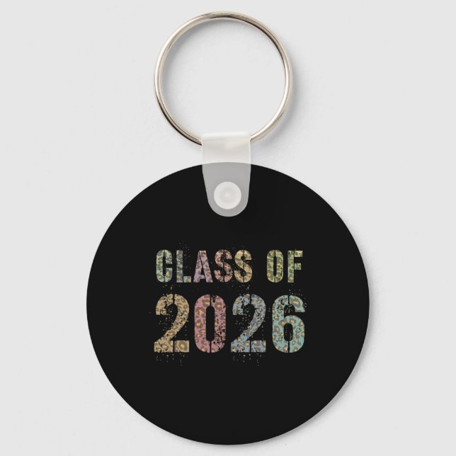 Leopard Print Cl Of 2026 Future Graduation Goodbye Key Ring (Front)