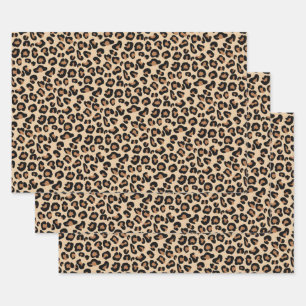Leopard Print, Classic Black and Tan Wrapping Paper Sheet