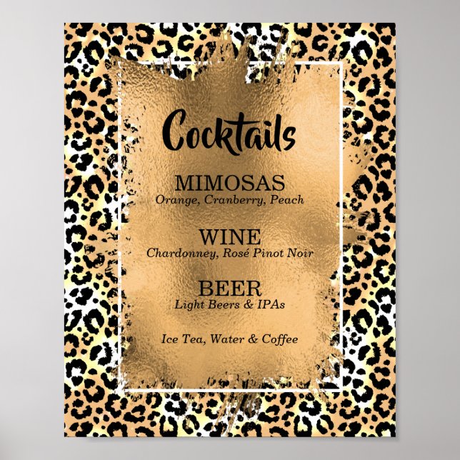 Leopard Print Cocktail Bar Menu (Front)