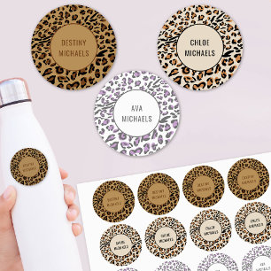 Leopard Print Colour Coded Waterproof Square Name