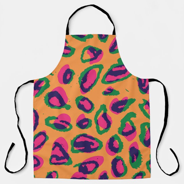 Leopard Print, Colourful Animal Pattern. Apron (Front)