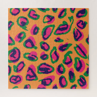 Leopard Print, Colourful Animal Pattern. Jigsaw Puzzle