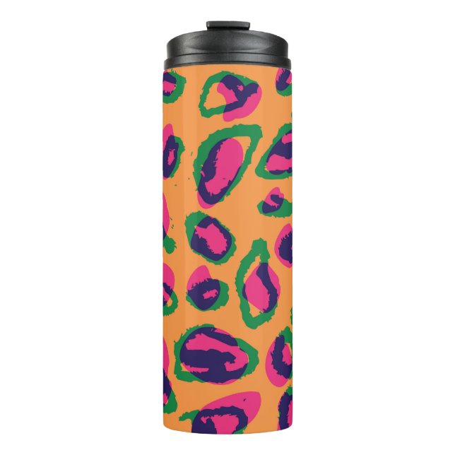 Leopard Print, Colourful Animal Pattern. Thermal Tumbler (Front)