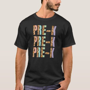 Leopard Print Colourful Cheetah Pre K School Teach T-Shirt