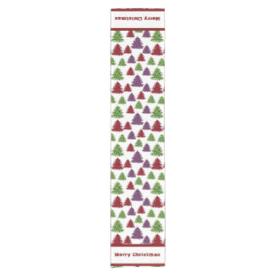Leopard Print Colourful Trees Merry Christmas  Short Table Runner