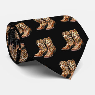 Leopard Print Cowboy Boots Neck Tie