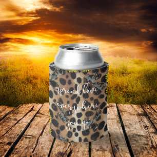 Leopard Print Crosses Sunflower sublimation Can Cooler