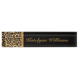 Leopard Print Custom Monogram Desk Name Plate