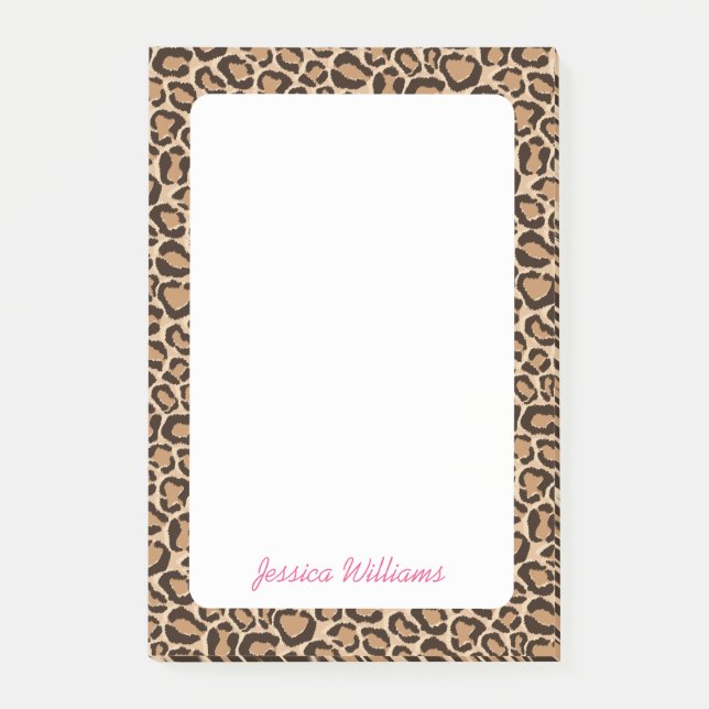 Leopard Print Custom Monogram Post-it Notes (Front)
