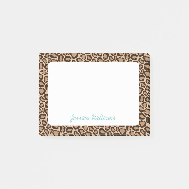 Leopard Print Custom Monogram Post-it Notes (Front)
