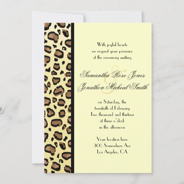 Leopard Print Custom Wedding Invitation (Front)