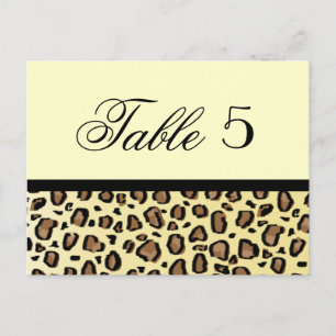 Leopard Print Custom Wedding Table Number Postcard