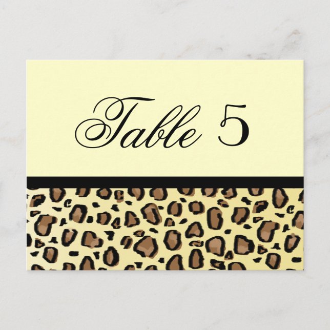 Leopard Print Custom Wedding Table Number Postcard (Front)