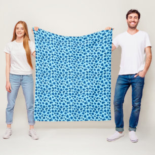 Leopard Print - Dark Cobalt and Sky blue Fleece Blanket