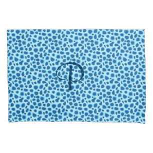 Leopard Print - Dark Cobalt and Sky blue Pillowcase