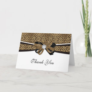 Leopard Print Diamond Rhinestone Wedding Thank You Card