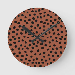 Leopard Print Dots Rust Terracotta Cheetah Spots Round Clock