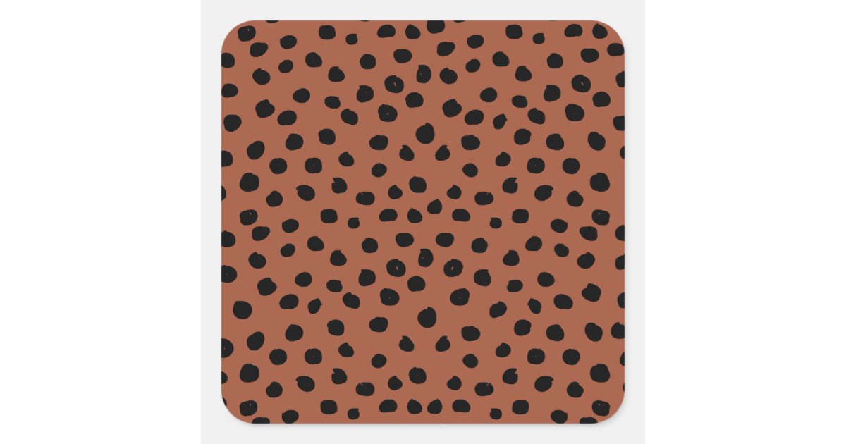 Leopard Print Dots Rust Terracotta Cheetah Spots Square Sticker | Zazzle