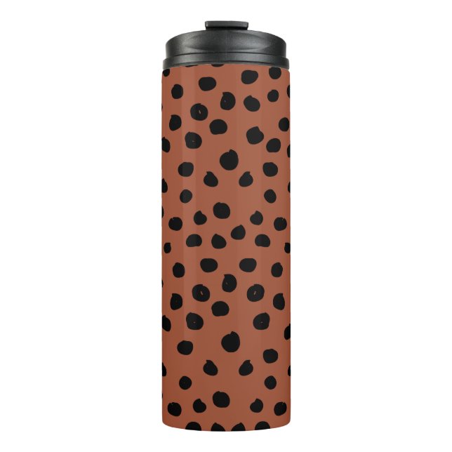 Leopard Print Dots Rust Terracotta Cheetah Spots Thermal Tumbler (Front)