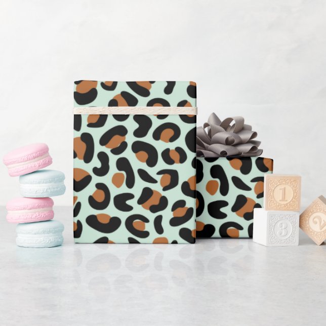 Leopard Print Engagement Gifts Menthol Seamless  Wrapping Paper (Baby Shower)