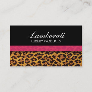 Leopard Print Fashion Designer Elegant Modern Pink Business Card