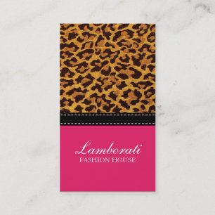 Leopard Print Fashion Designer Pink Elegant Modern Business Card