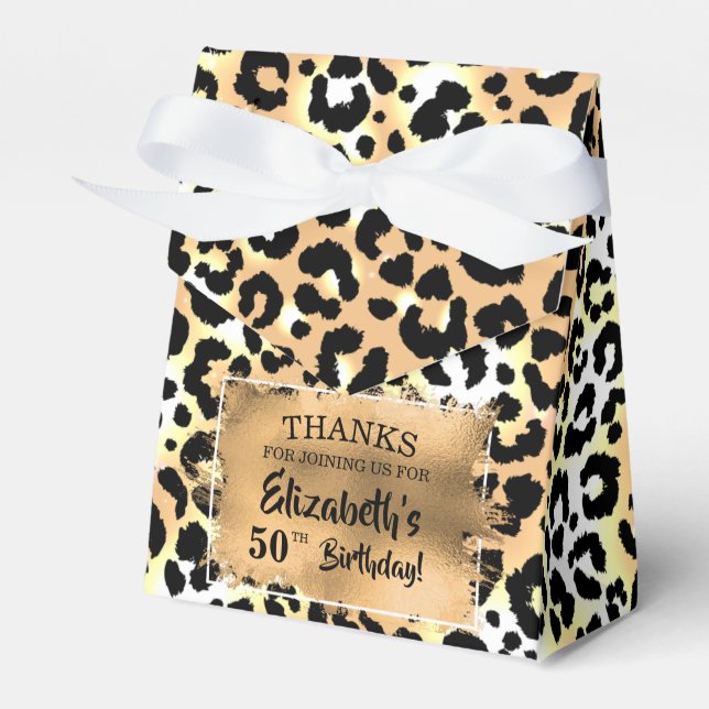 Leopard Print Faux Foil Favour Box (Front Side)