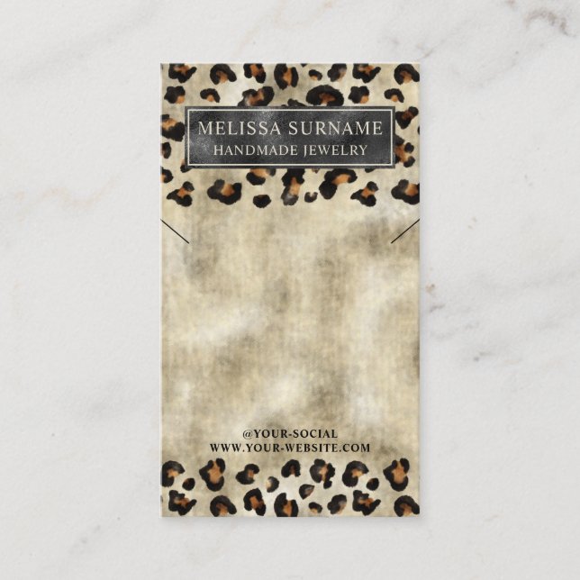 Leopard Print Faux Foil Necklace Display Card (Front)