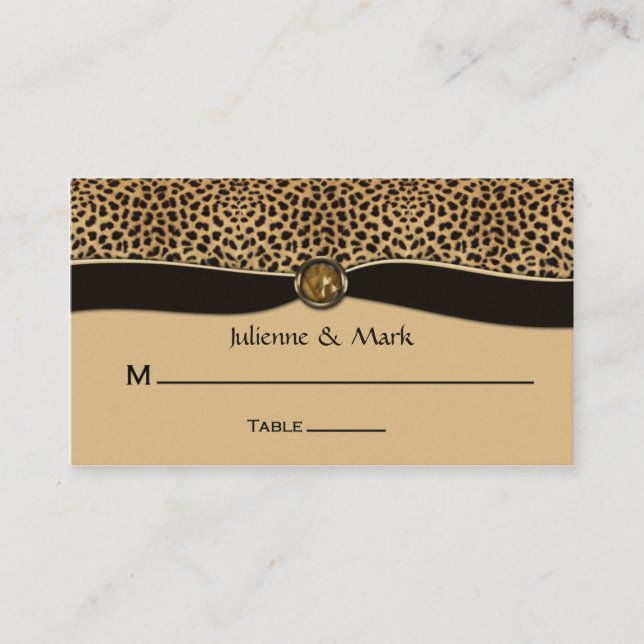 Leopard Print FAUX Ribbon Jewel Place Cards (Front)
