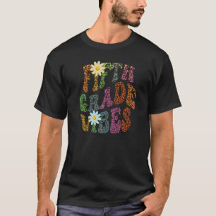 Leopard Print FIFTH GRADE VIBES Teacher Peace Love T-Shirt