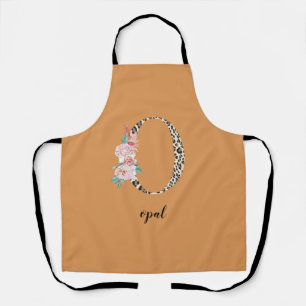 Leopard Print Floral O Monogram Apron