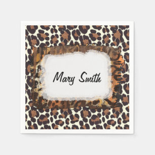 Leopard print for birthday Party with your name Napkin