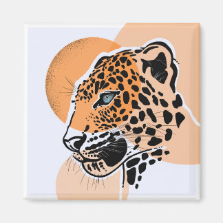 Leopard Print Fridge Magnet – Square Animal Art 