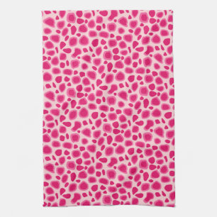 Leopard Print - Fuchsia and light pink Tea Towel
