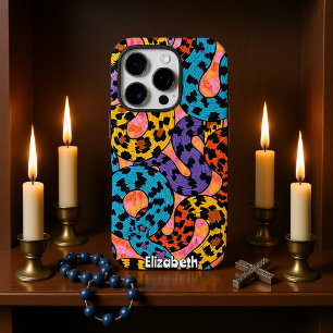 Leopard Print Funk: Colourful Waves iPhone 16 Pro Case