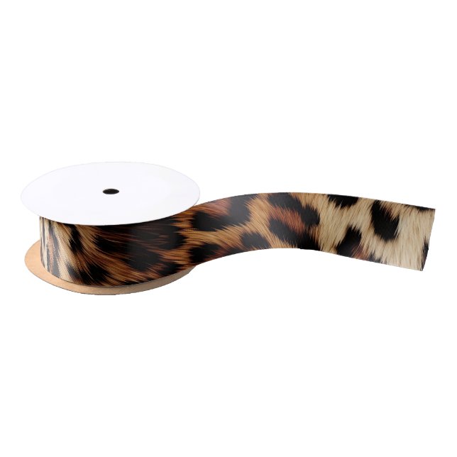 Leopard Print Fur Satin Ribbon (Spool)